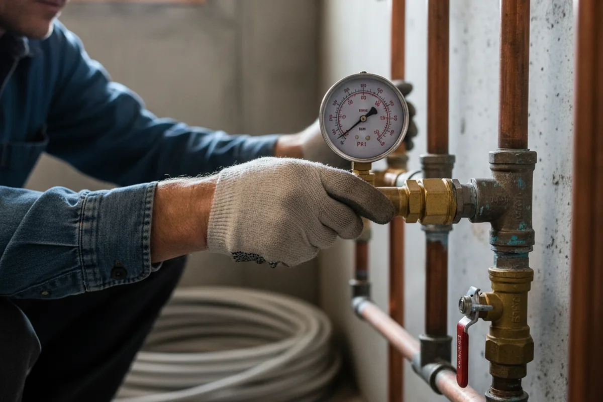 Pressure testing a repaired line during Water Line Repair in Silver Point